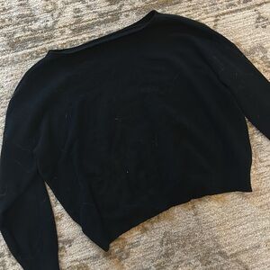 Black Boat Neck Sweater Cropped